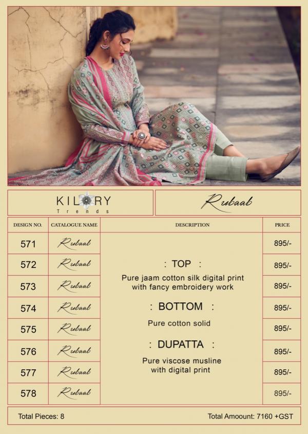 Kilory Rubaab Designer Cotton Salwar Suit Collection